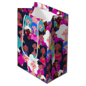 Patroon voor vrouwengezichten medium cadeauzakje (Voorkant Gekanteld)