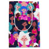 Patroon voor vrouwengezichten medium cadeauzakje (Voorkant)