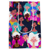 Patroon voor vrouwengezichten medium cadeauzakje (Achterkant)