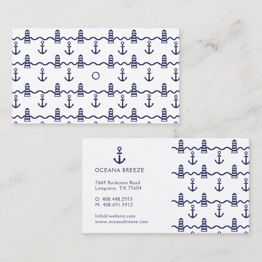 Patroon voor vuurtoren van het witte en Navy Ancho Visitekaartje (Voorkant / Achterkant)