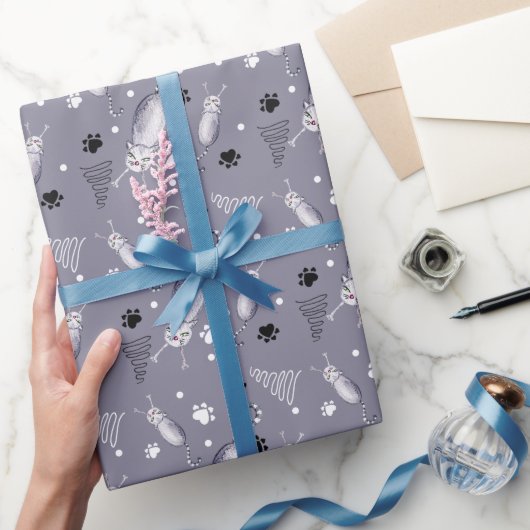 Patroon voor Waterverf met katten en poten Cadeaupapier (Geschenken)