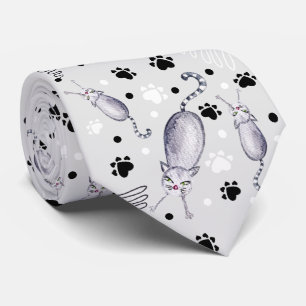 Patroon voor Waterverf met katten en poten Stropdas