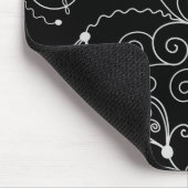 Patroon voor wervelingen, roodroos, zwart-wit muismat (Hoek)