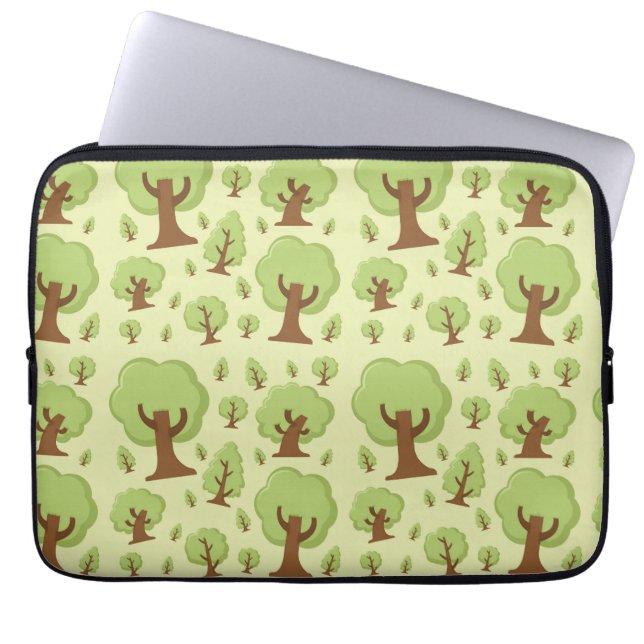 Patroon voor witte bomen laptop sleeve (Voorkant)