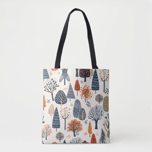 Patroon voor witte bomen tote bag (Voorkant)