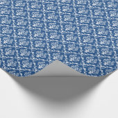 Patroon voor witte en blauwe vlasvaten cadeaupapier (Hoek)