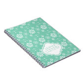 Patroon voor witte en Blauwgroen kerstsnowflakes Notitieboek (Rechterzijde)