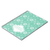 Patroon voor witte en Blauwgroen kerstsnowflakes Notitieboek (Linkerzijde)