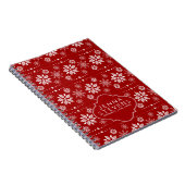 Patroon voor witte en donkere rode kerstsnowflakes notitieboek (Rechterzijde)