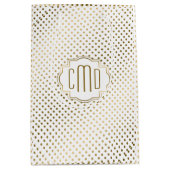 Patroon voor witte en goudpokadots medium cadeauzakje (Voorkant)