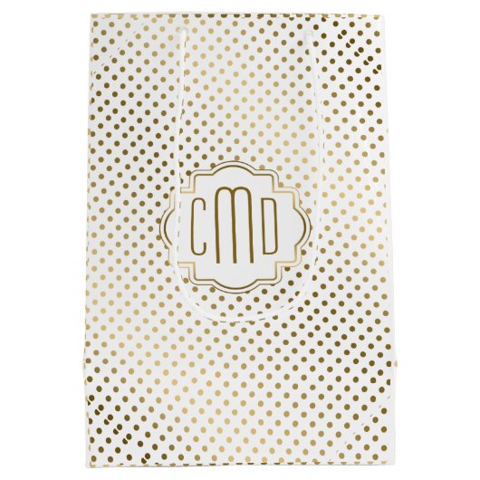Patroon voor witte en goudpokadots medium cadeauzakje (Achterkant)