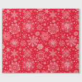 Patroon voor witte en rode kerstsnowflakes cadeaupapier (Vlak)