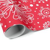 Patroon voor witte en rode kerstsnowflakes cadeaupapier (Rol Hoek)