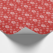 Patroon voor witte en rode kerstsnowflakes cadeaupapier (Hoek)