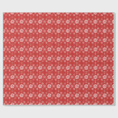 Patroon voor witte en rode kerstsnowflakes cadeaupapier (Vlak)