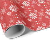 Patroon voor witte en rode kerstsnowflakes cadeaupapier (Rol Hoek)