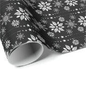 Patroon voor witte en zwarte kerstsnowflakes cadeaupapier (Rol Hoek)