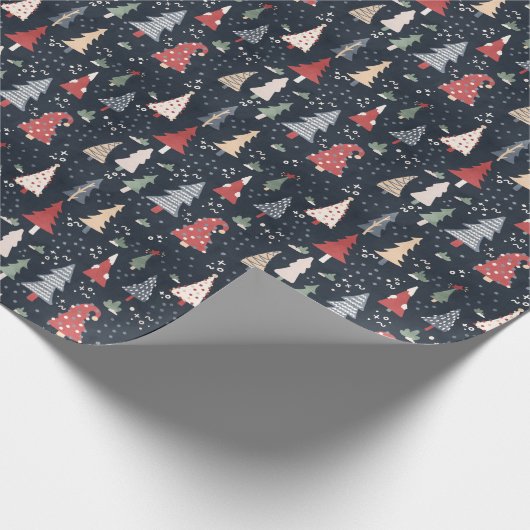 Patroon voor witte kerstbomen cadeaupapier (Hoek)