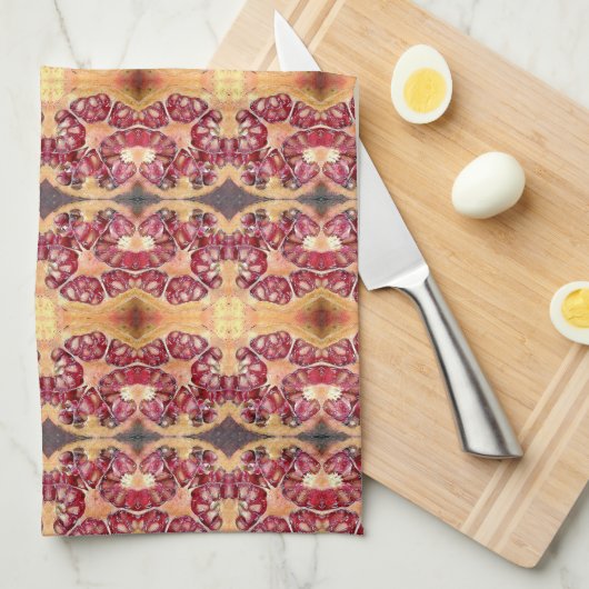 Patroon voor zaden van Pomegranaat Theedoek (Quarter Fold)