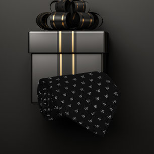 Patroon voor zwart en grijs persoonlijk monogram stropdas