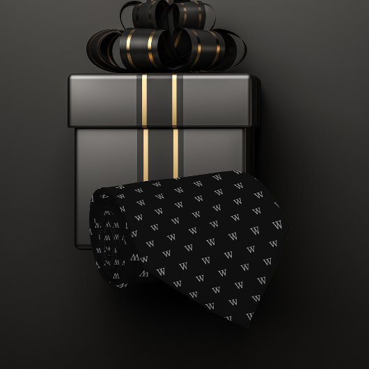 Patroon voor zwart en grijs persoonlijk monogram stropdas