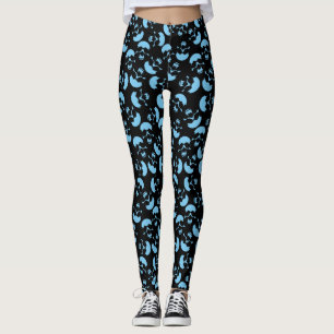 Patroon voor zwarte en blauwe schedel leggings