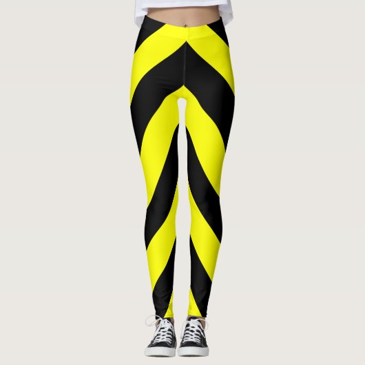 Patroon voor zwarte en gele lijnen leggings (Voorkant)