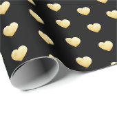 Patroon voor zwarte en gouden harten cadeaupapier (Rol Hoek)
