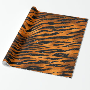 Patroon voor zwarte en koperen tijgerstripes cadeaupapier