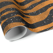 Patroon voor zwarte en koperen tijgerstripes cadeaupapier (Rol Hoek)