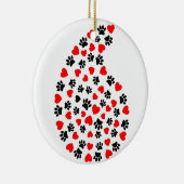 Patroon voor zwarte en rode poten en harten keramisch ornament (Rechts)