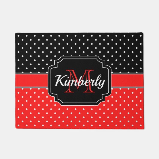 Patroon voor zwarte en rode Stippen Deurmat (Voorkant)