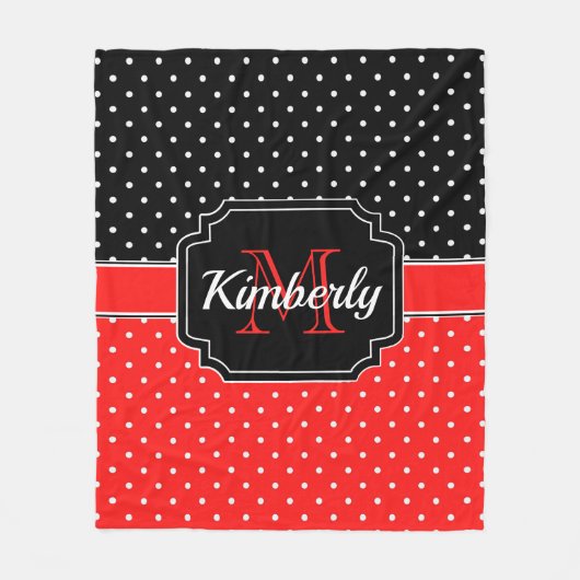 Patroon voor zwarte en rode Stippen Fleece Deken (Voorkant)