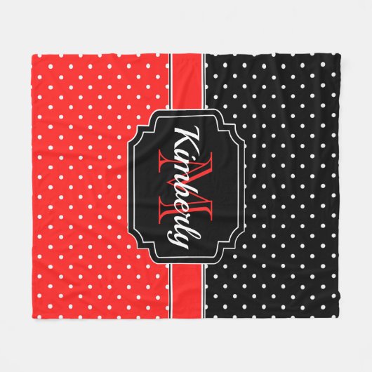 Patroon voor zwarte en rode Stippen Fleece Deken (Voorkant (Horizontaal))