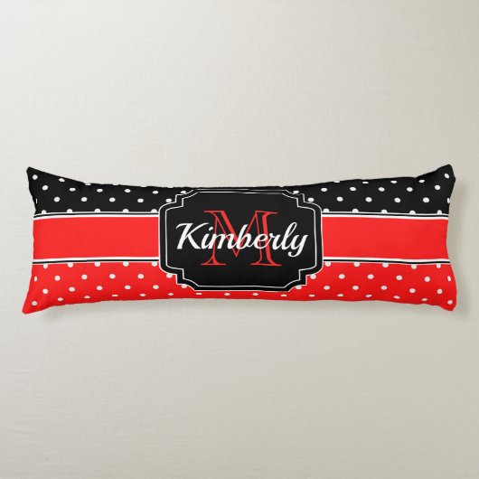 Patroon voor zwarte en rode Stippen Lichaamskussen (Voorkant)