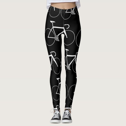 PATROON VOOR ZWARTE EN WITTE BICYCLE LEGGINGS (Voorkant)