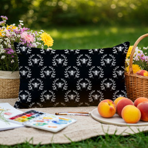 Patroon voor zwarte en witte bijen Laurel Wreaten  Buitenkussen