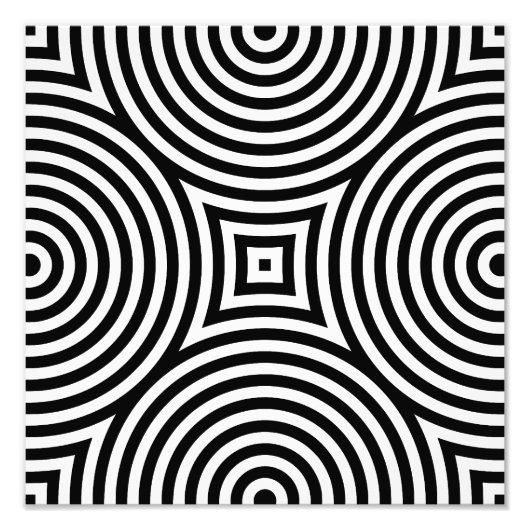 Patroon voor zwarte en witte, centrieke cirkels foto afdruk (Voorkant)