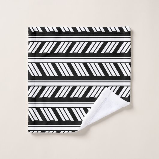Patroon voor zwarte en witte Chevron Stripes Bad Handdoek (Wasdoekje)