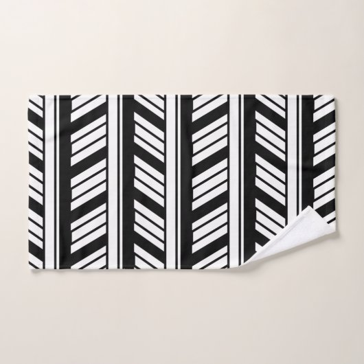 Patroon voor zwarte en witte Chevron Stripes Bad Handdoek (Handdoek)