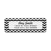 Patroon voor zwarte en witte Chevron Stripes Etiket (Voorkant)