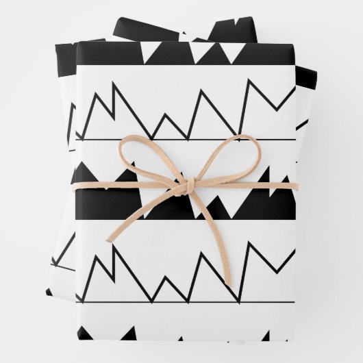 Patroon voor zwarte en witte Chevron Stripes Inpakpapier Vel (In situ)