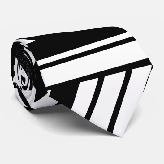 Patroon voor zwarte en witte Chevron Stripes Stropdas (Opgerold)