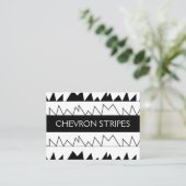 Patroon voor zwarte en witte Chevron Stripes Visitekaartje (Staand voorkant)