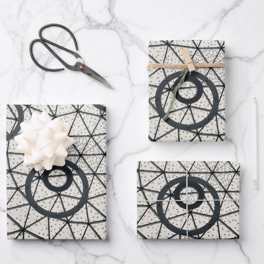 Patroon voor zwarte en witte cirkels inpakpapier vel (Voorkant)