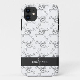 Patroon voor zwarte en witte doodle Skulls Case-Mate iPhone Case