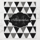 Patroon voor zwarte en witte driehoeken wijn etiket (Enkel label)