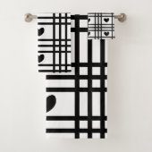 Patroon voor zwarte en witte hartstrepen bad handdoek (Insitu)