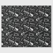 Patroon voor zwarte en witte instrumenten cadeaupapier (Vlak)