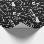 Patroon voor zwarte en witte instrumenten cadeaupapier (Hoek)